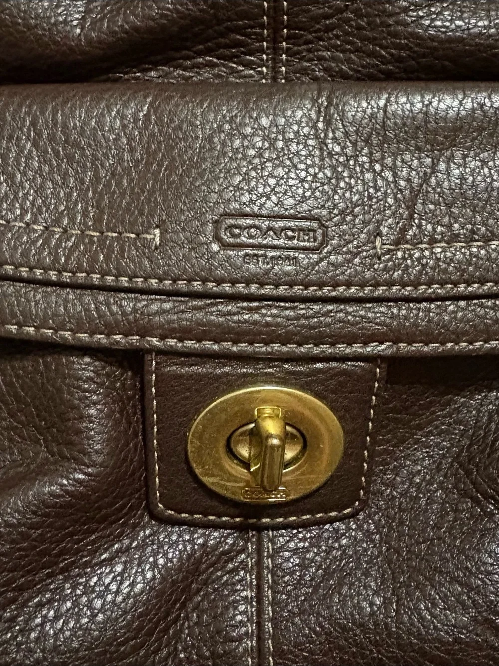 Coach Penelope Brown Pebbled Leather Shoulder Bag Purse